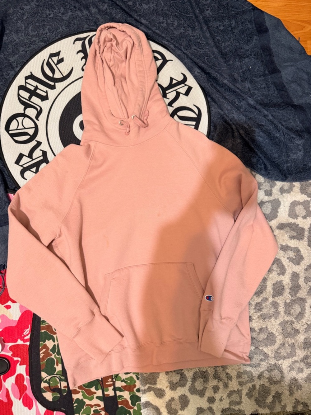 Champion Pink Scoop-Neck Style Hoodie Sweatshirt
